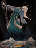 Reina de las nieves de Cecilia Matus, pintura de acuarela sobre papel. surrealismo contemporáneo, disponible en Apolo Art Gallery
