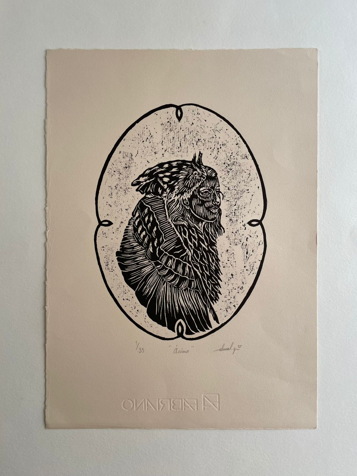 ´Anima de Daniela Garduño, linograbado sobre papel fabriano, disponible en Apolo Art Gallery