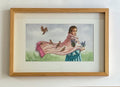 Recolectora de memorias de Daniela Garduño, acuarela sobre papel, disponible en Apolo Art Gallery