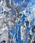 Fugaz de Gala Roja, pintura fluida sobre lienzo, arte contemporáneo, disponible en Apolo Art Gallery